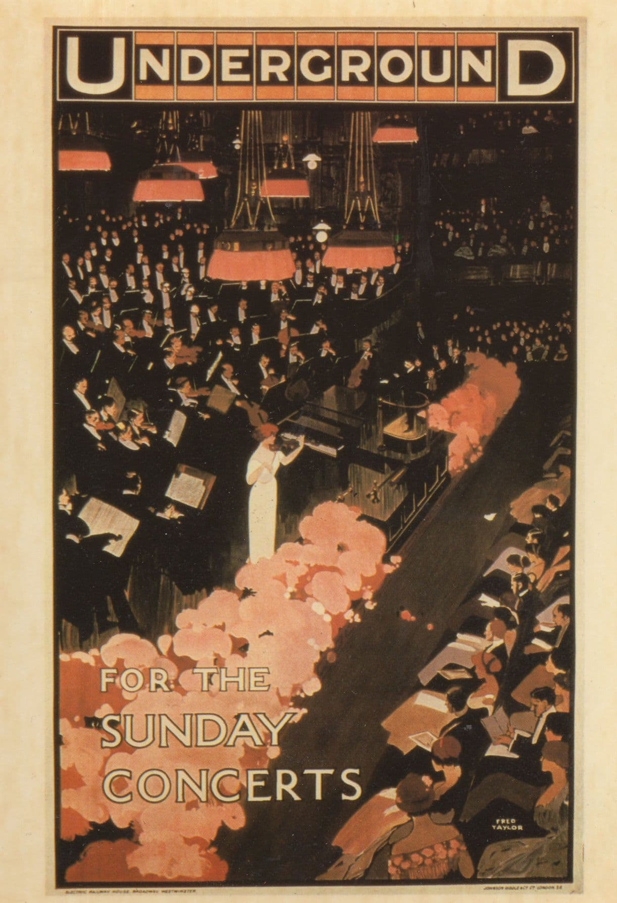 London Music Sunday Concerts Before WW1 Poster Postcard