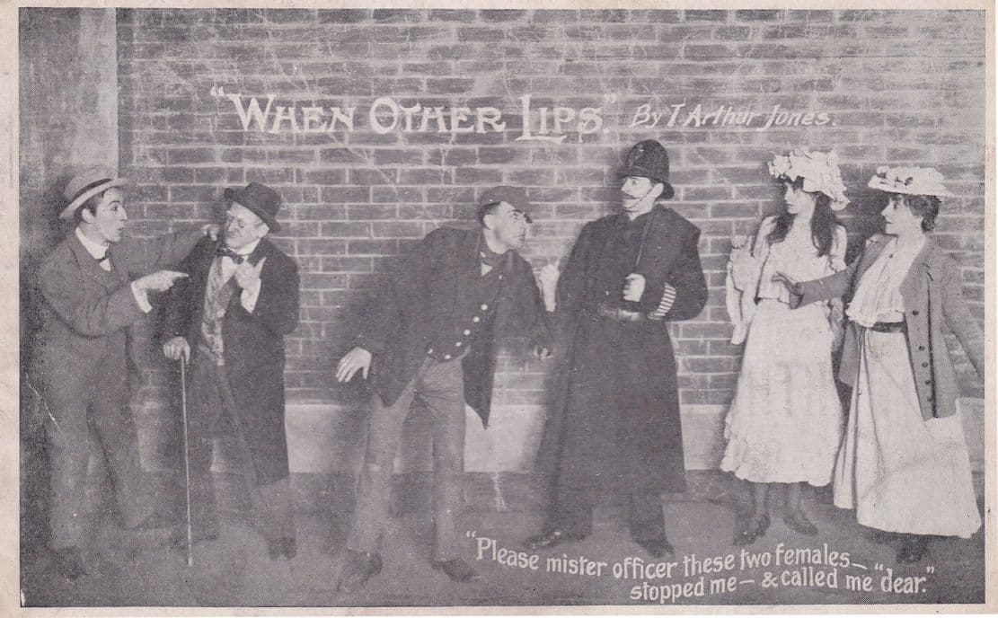 London Policeman Theatre Play When Other Lips Comic Old Postcard