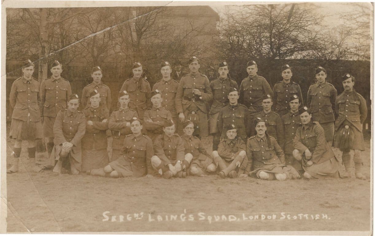 London Scottish WW1 Guard Worn Military War Old Real Photo Postcard