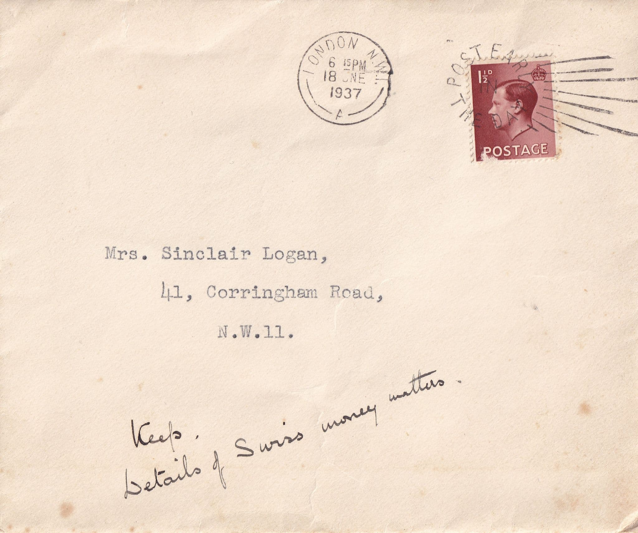 London Society For Teaching Training The Blind 1937 Pension Fund Letter