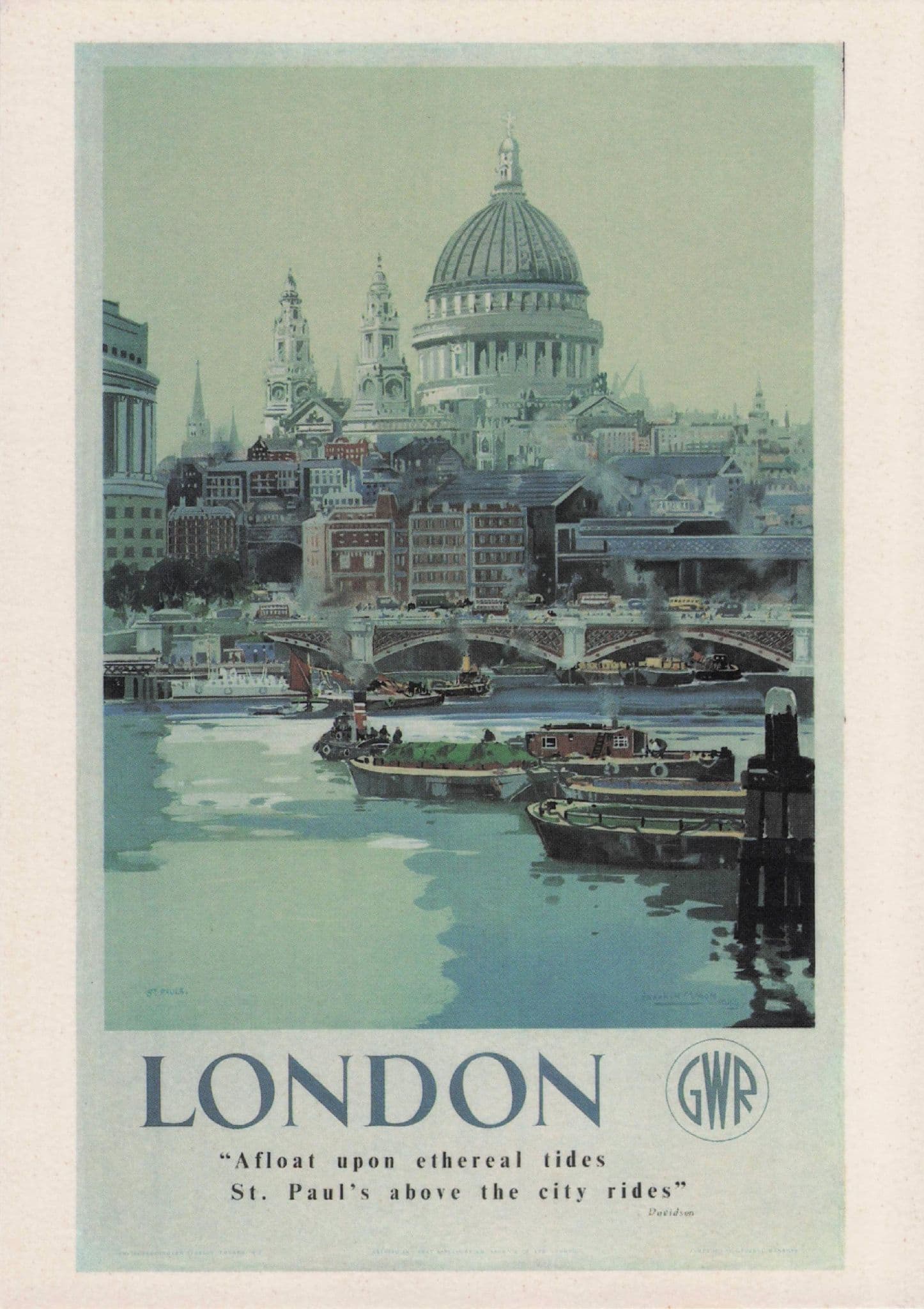 London St Pauls GRW Great Western Railways Poster Transport Postcard