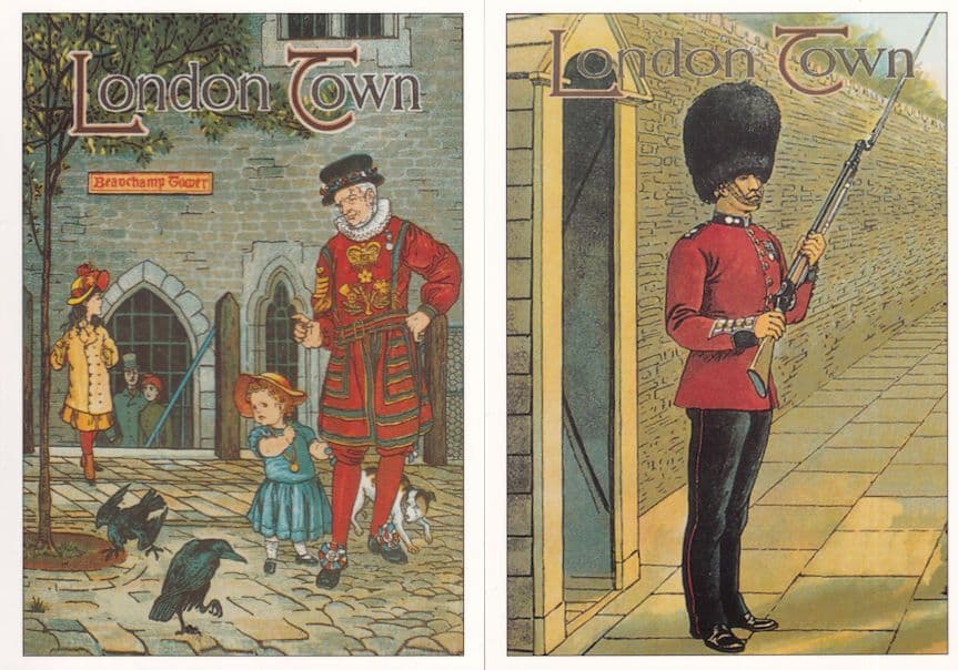 London Town Guide Beefeater 2x Advertising Poster Postcard s