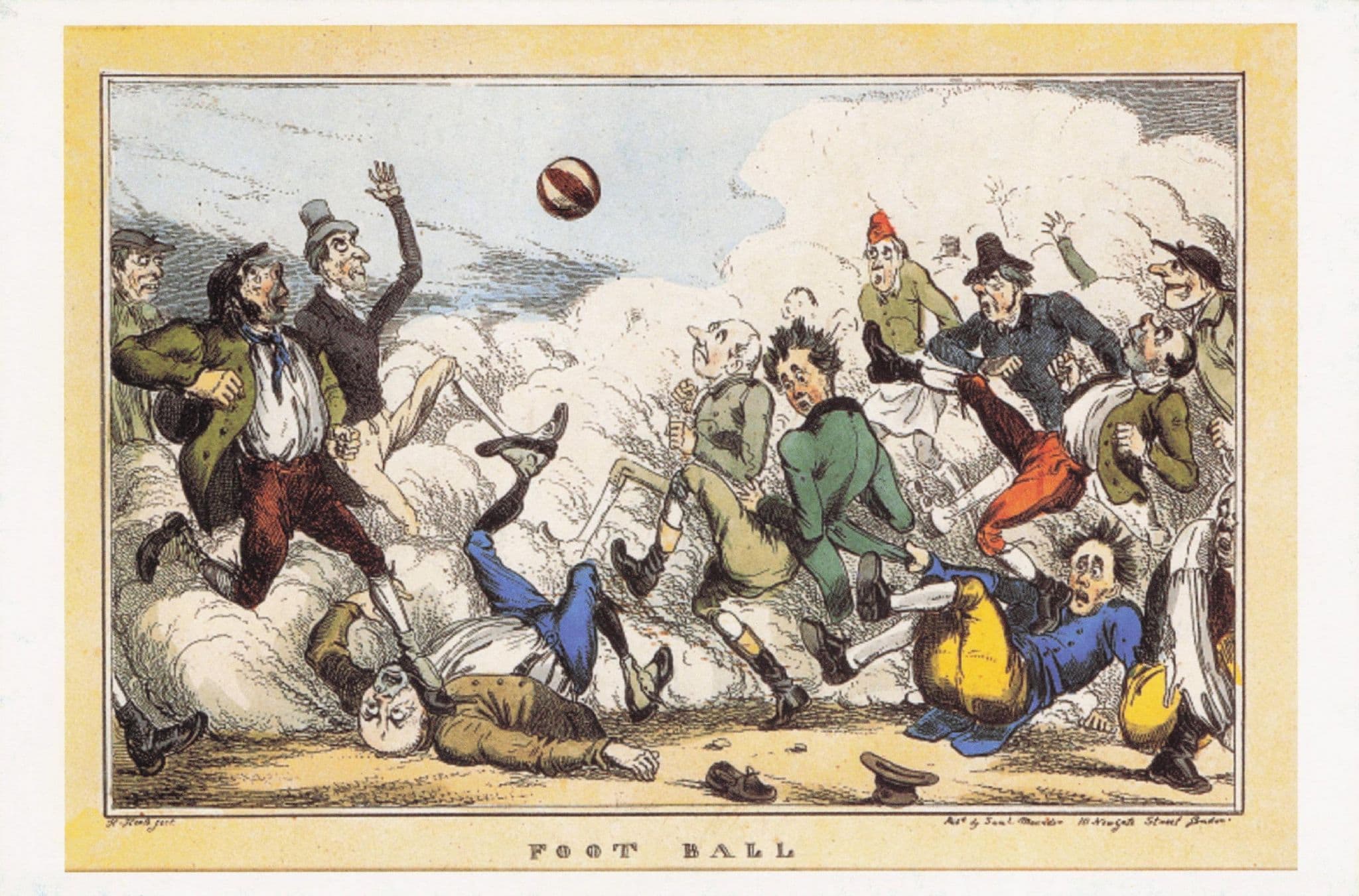 London Victorian Dustmen Football Game Old Etching FIFA Postcard