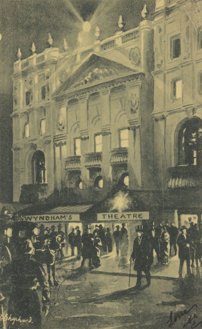 London Wyndhams Theatre in 1905 Antique Night Postcard