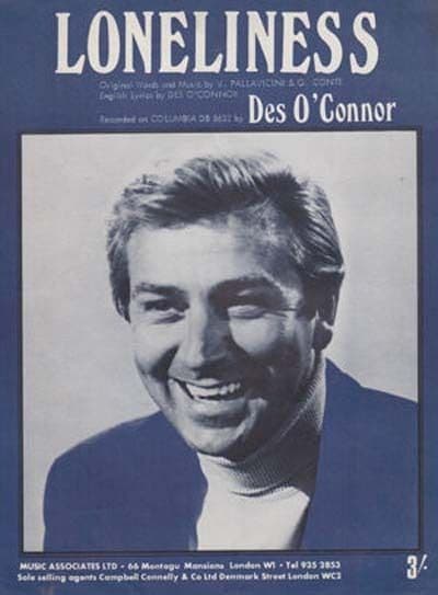 Loneliness Des O Connor 1960s Sheet Music