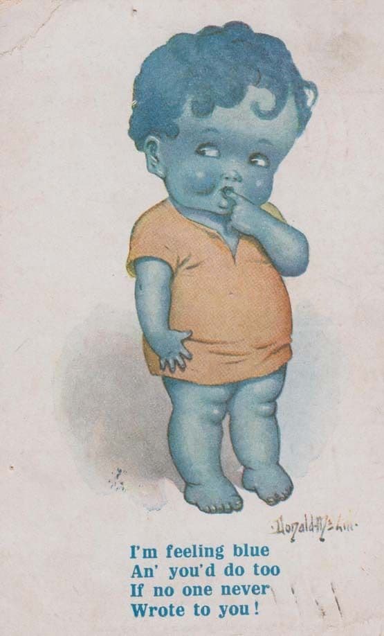 Lonely Child Boy Wants Love Letter Letters Antique Sad Feeling Blue Postcard
