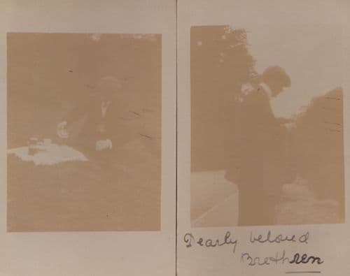 Lonely Old Traveller Elderly Man Making Tea Party On Grass Real Photo Postcard s