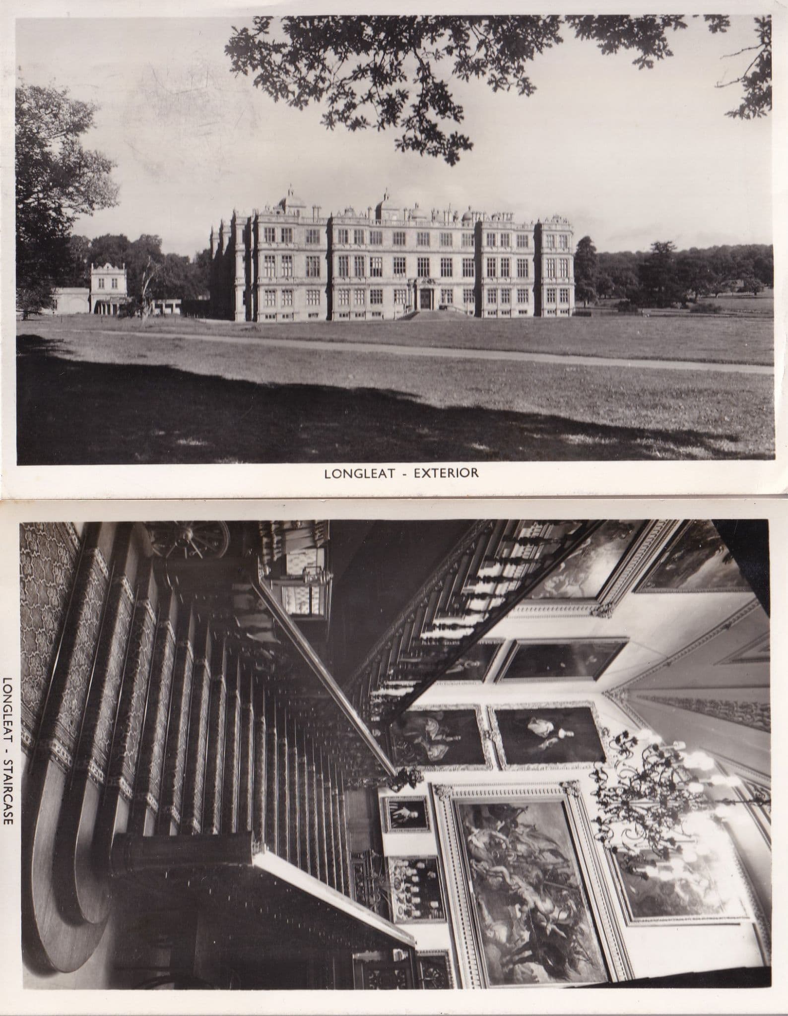 Longleat Exterior Staircase 2x Wiltshire Real Photo Postcard s