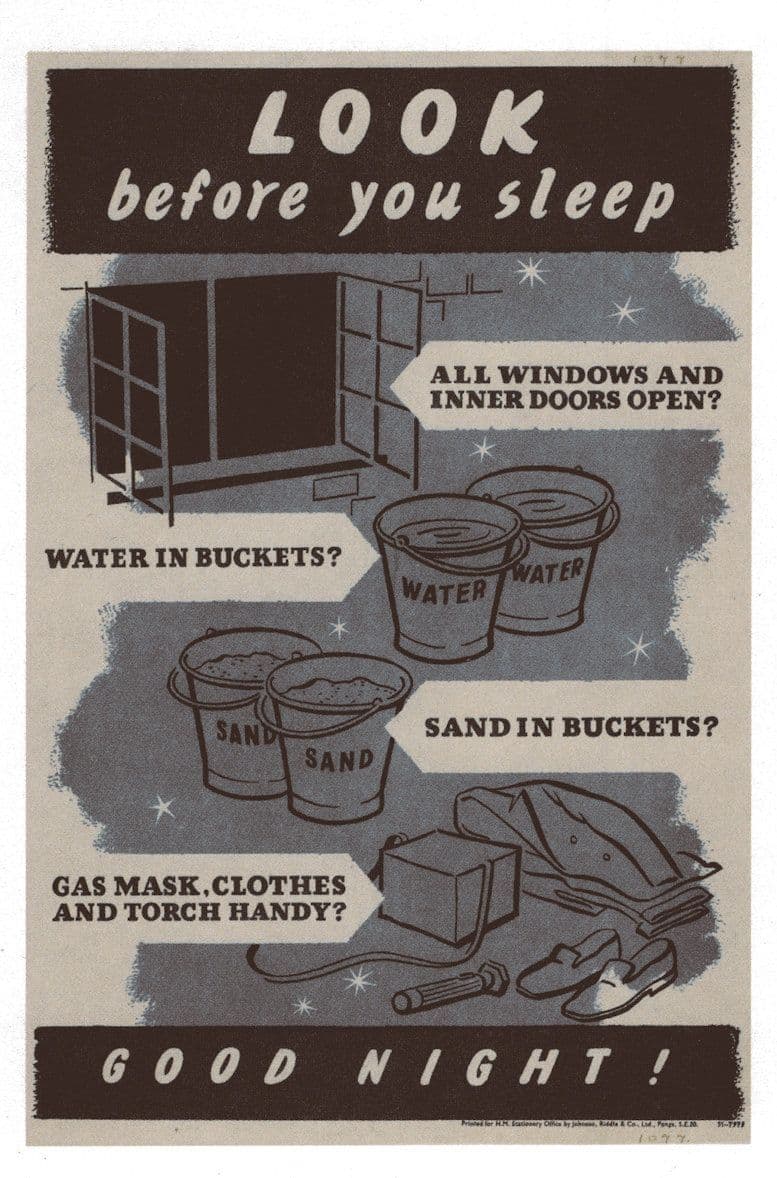 Look Before You Sleep Gas Mask Military WW2 Poster Postcard