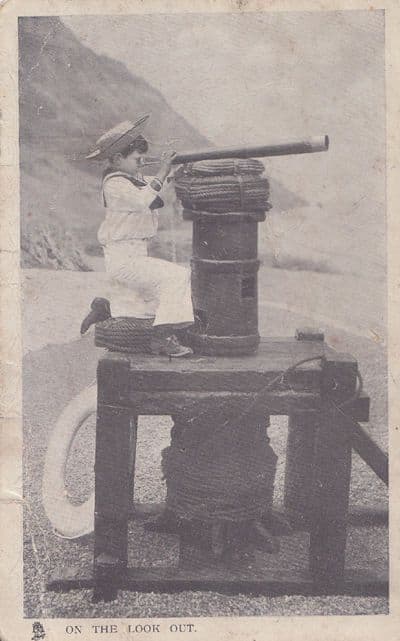 Lookout Military Child Periscope Telescope Antique East London School Postcard