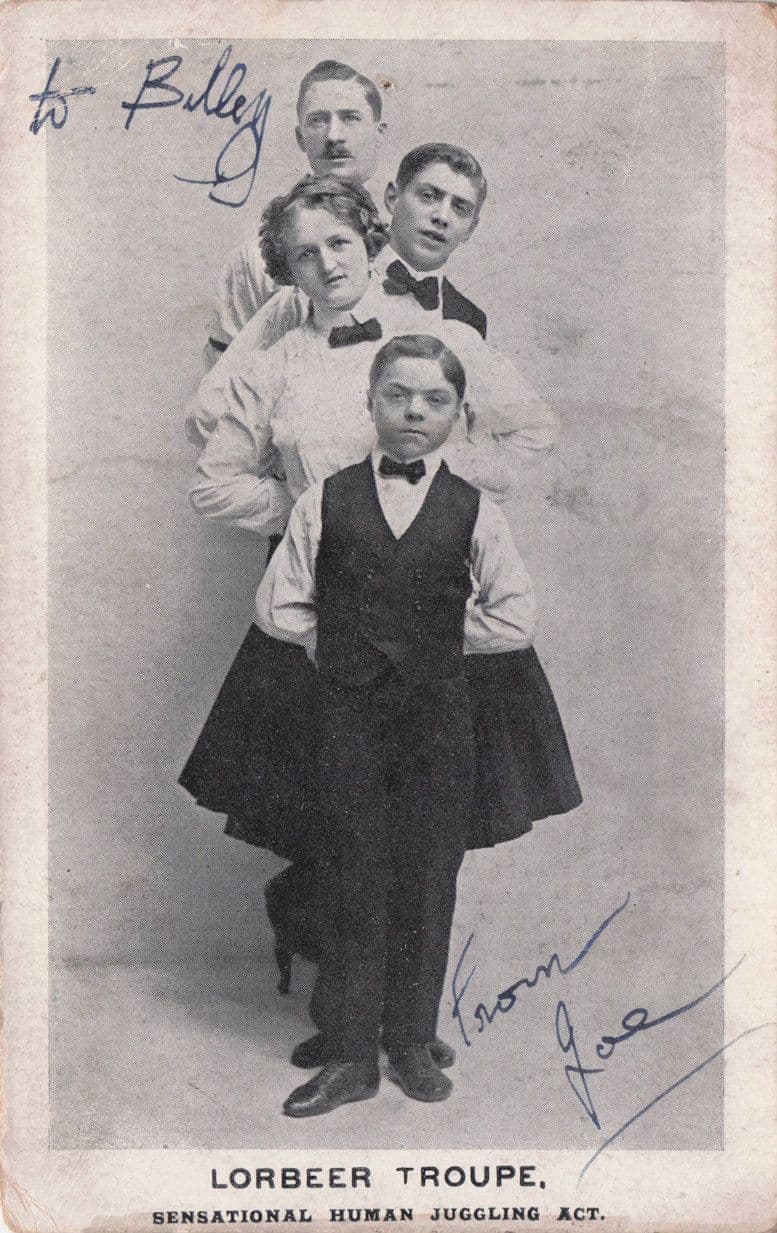 Lorbeer Circus Troupe Preston Human Juggling Act Hand Signed Old Postcard