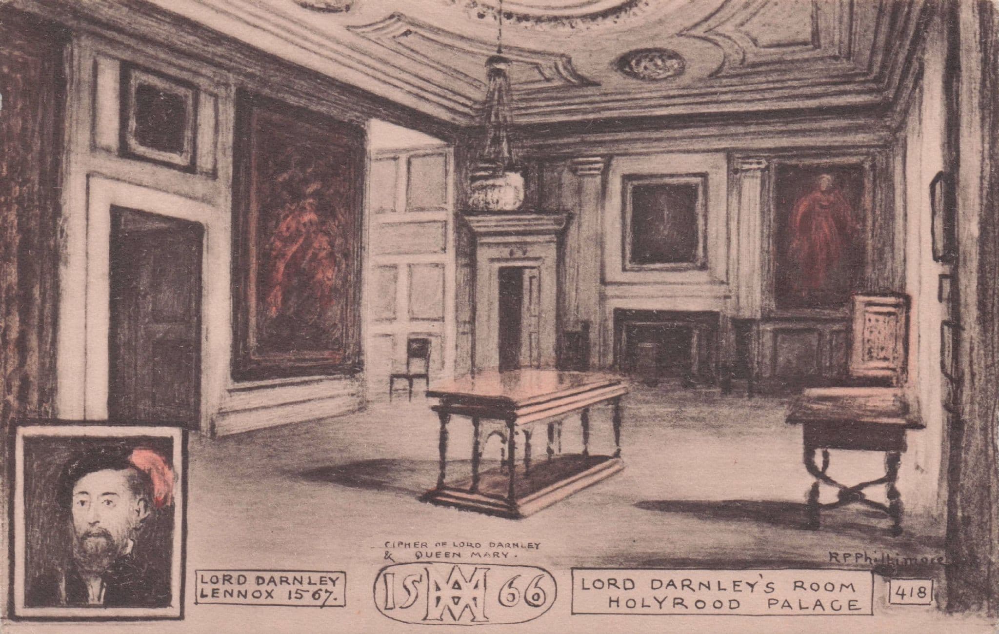 Lord Darnley's Room Holyrood Palace Scotland Phillimore Old Postcard