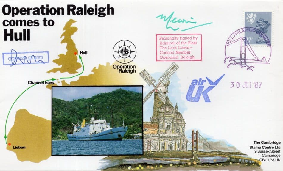 Lord Lewin Admiral Of The Fleet Hand Signed Operation Raleigh Hull FDC