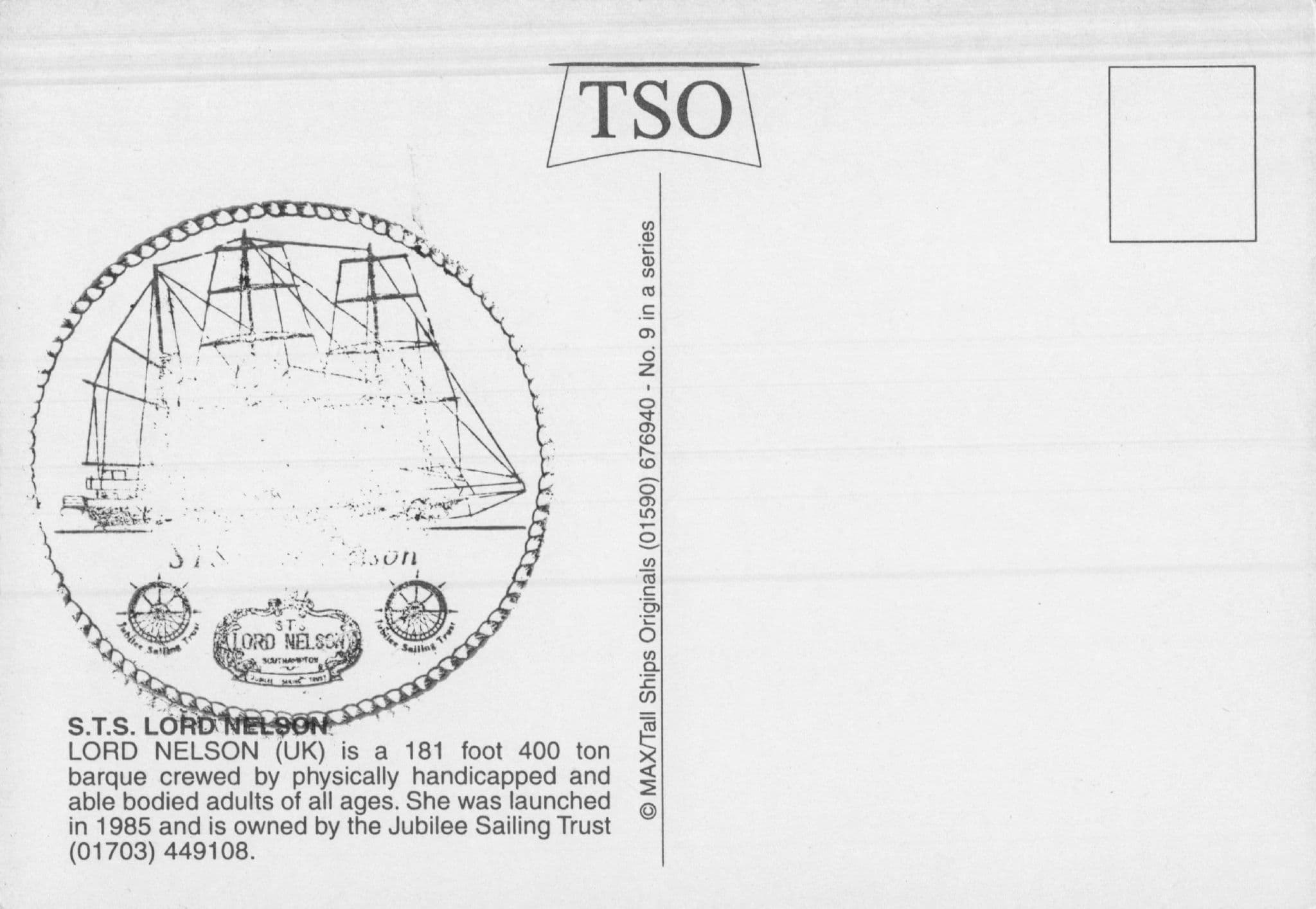 Lord Nelson Ship With Commemorative Franks Ltd Edn Postcard