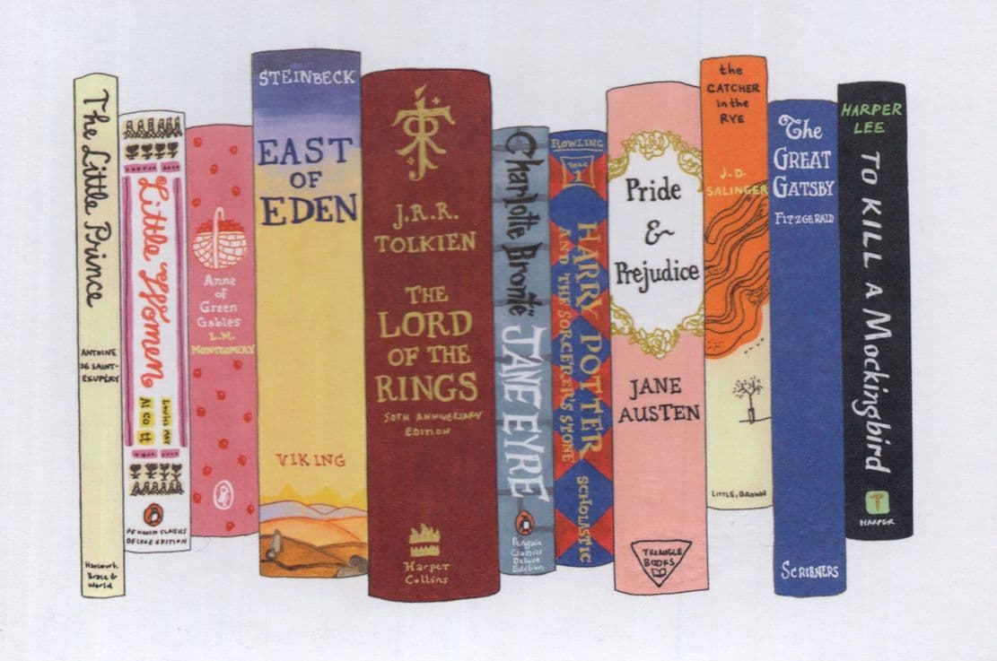 Lord Of The Rings Jane Eyre Book Bookshelf Art Painting Postcard