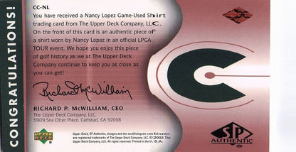 Lorena Ochoa Course Classics 2003 Authentic Worn PGA Tour Golf Shirt Card
