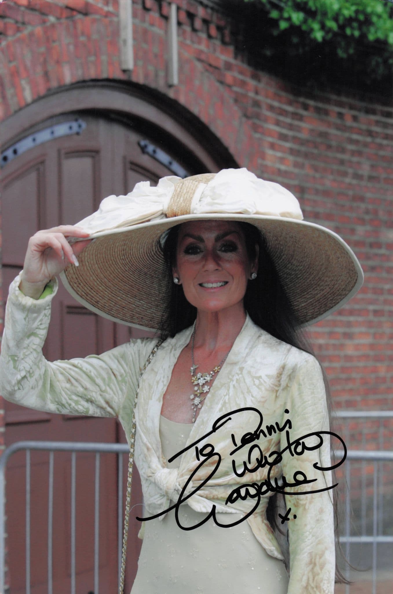 Lorraine Chase Emmerdale at York Horse Races 12x8 Hand Signed Photo