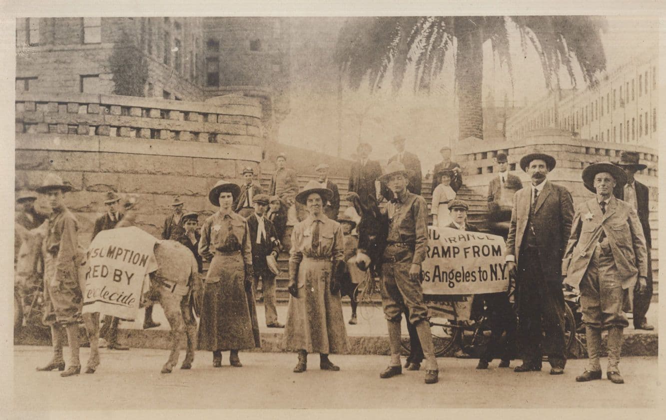 Los Angeles To New York Record Breaking Walk 1913 USA Old Postcard
