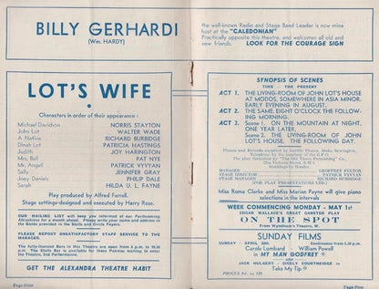 Lots Wife Drama Antique WW2 War Wartime Stoke Newington Theatre Programme