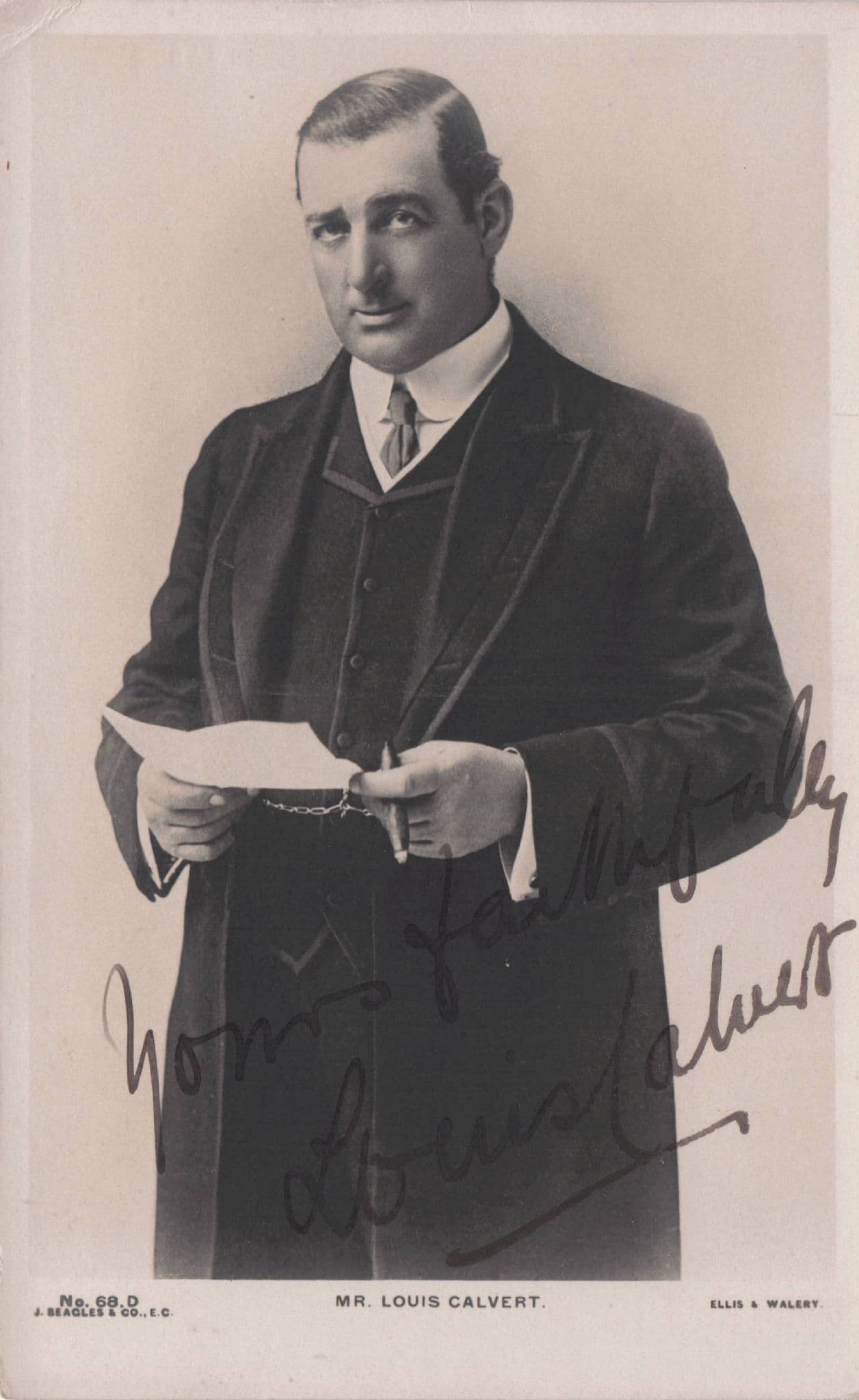 Louis Calvert of 1st Victorian Shakespeare Film Hand Signed Photo