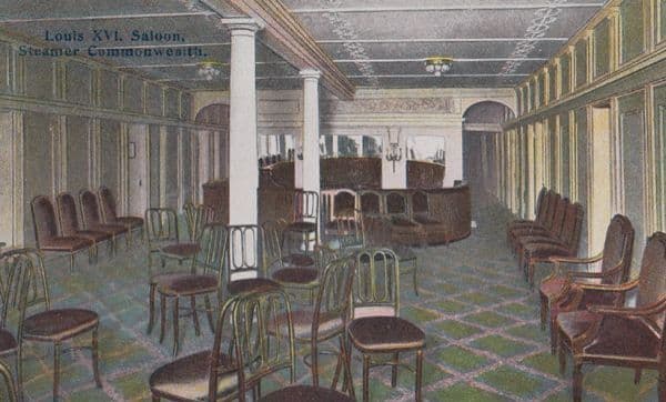Louis XVI Steamer Ship Commonwealth Alcohol Saloon Bar Antique Postcard