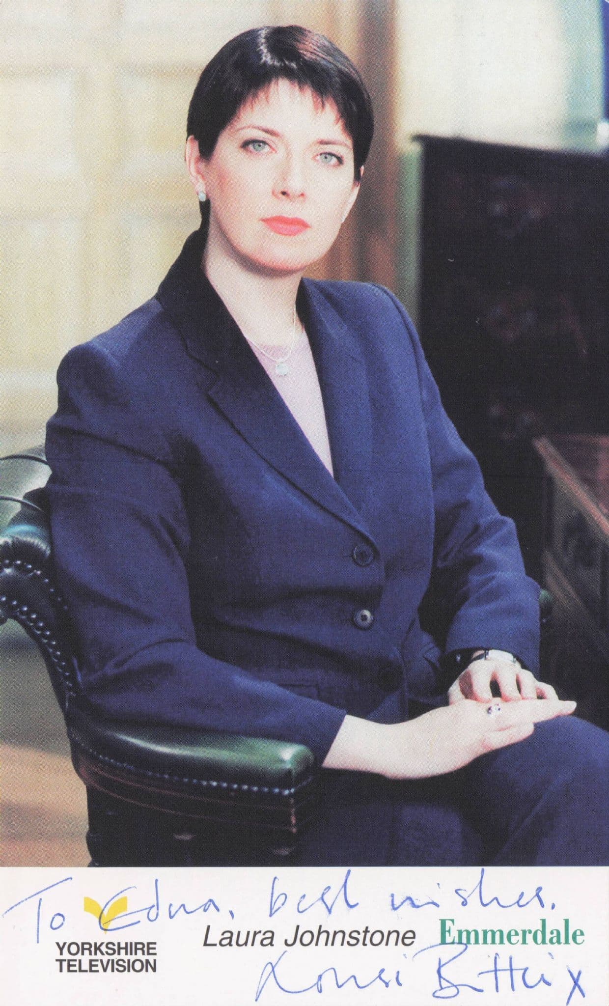 Louise Beattie as Laura Johnstone Emmerdale Hand Signed Cast Photo