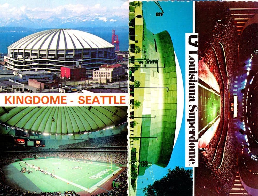 Louisiana Seattle American Football Superdome at Night 2x USA Postcard s