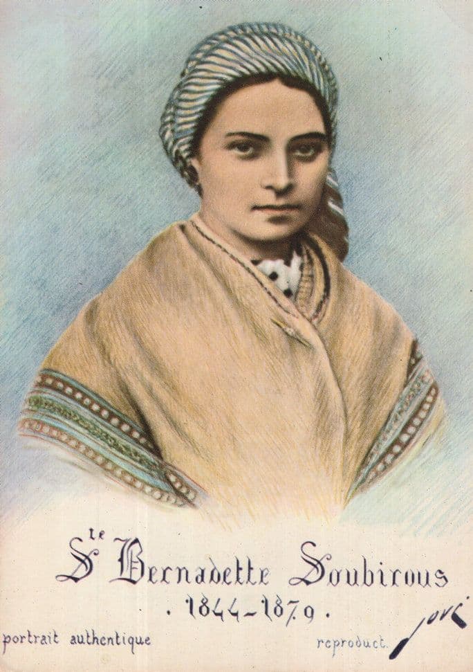 Lourdes St Bernadette Rare Real Photo Painting Postcard