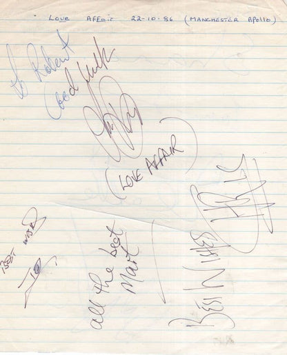 Love Affair Blue In Heaven Double MULTI Hand Signed Pop Autograph s