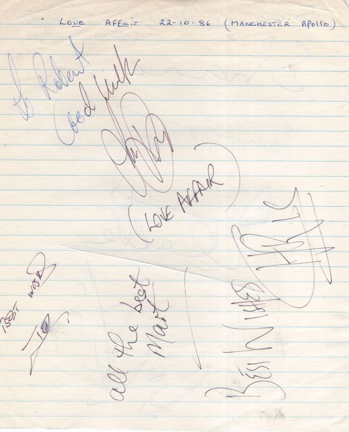 Love Affair Blue In Heaven Double MULTI Hand Signed Pop Autograph s