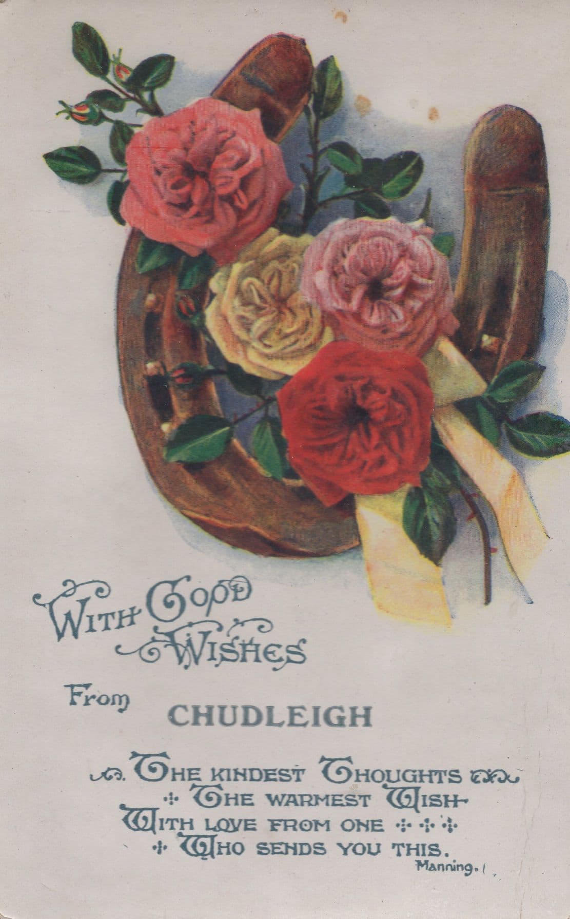 Love & Good Wishes From Chudleigh Devon Greetings Old Postcard