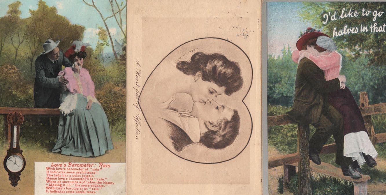 Love's Barometer Weather Equipment Rain Antique Postcard