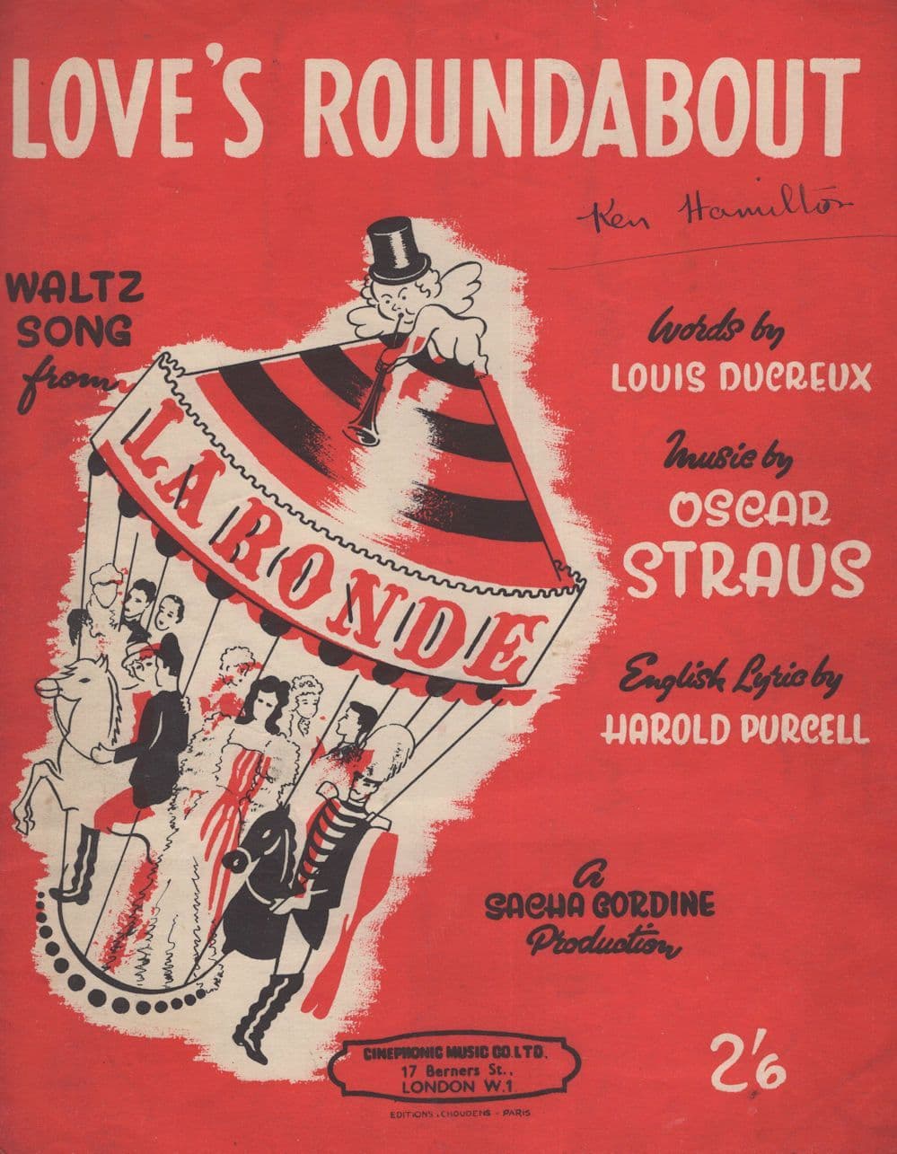 Love's Roundabout Waltz Song Oscar Straus Sheet Music