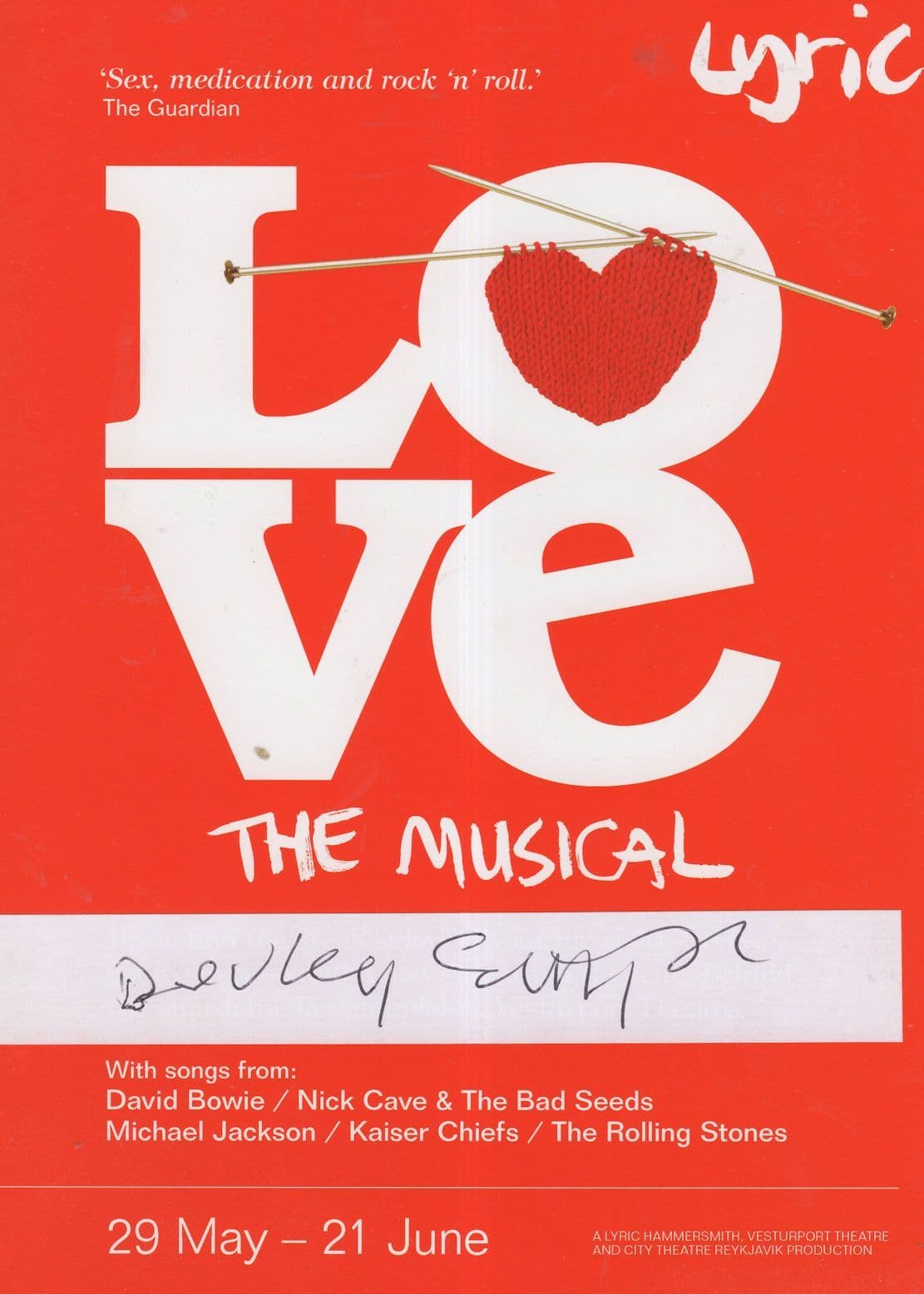 Love The Musical David Bowie Nick Cave Actress Hand Signed Flyer
