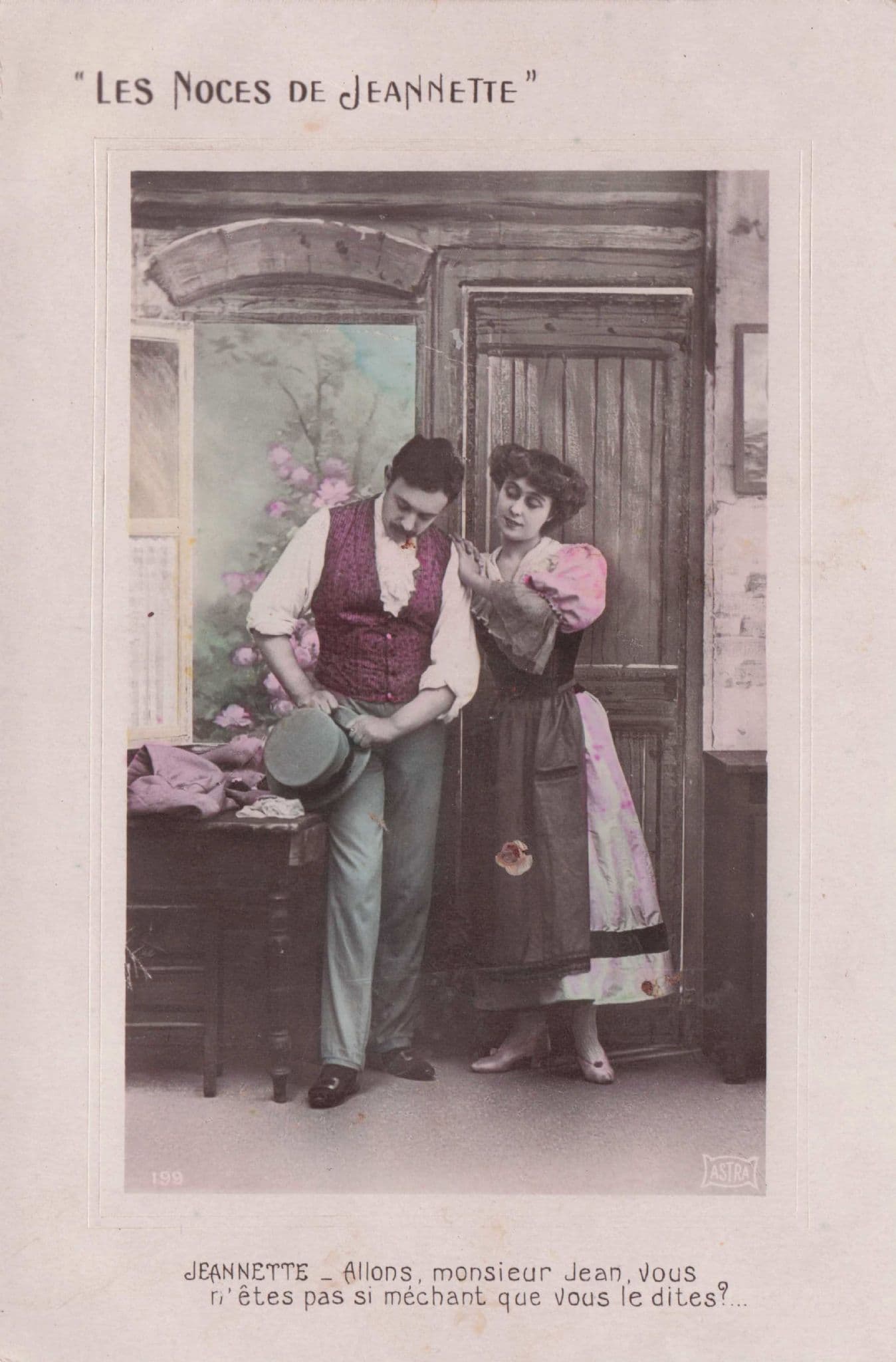 Lovers Wedding Night French Secret Code Real Photo Old Postcard