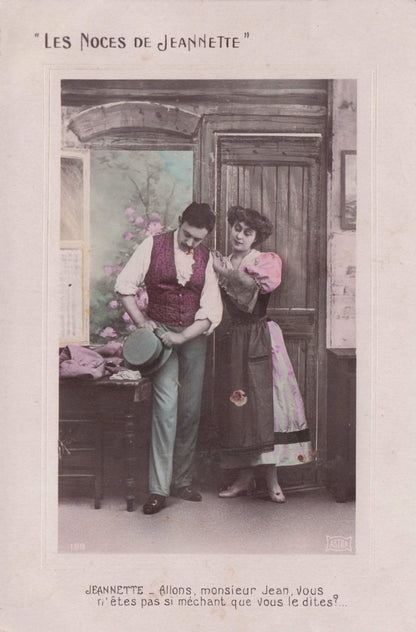 Lovers Wedding Night French Secret Code Real Photo Old Postcard
