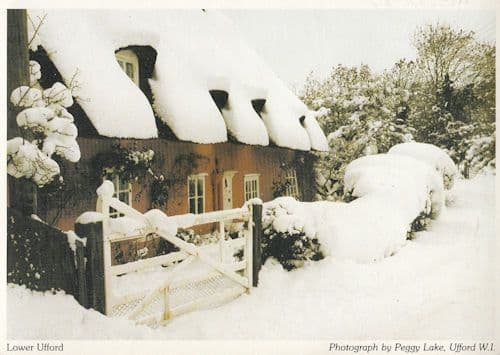 Lower Ufford at Christmas Suffolk 1980s Postcard