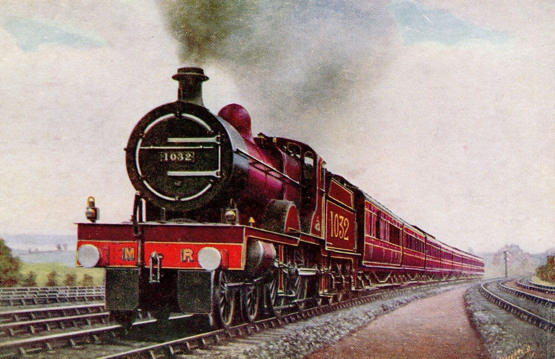 LPC/8 Midland 3 Cylinder Train 4-4-0 1032 at Hendon Station Postcard