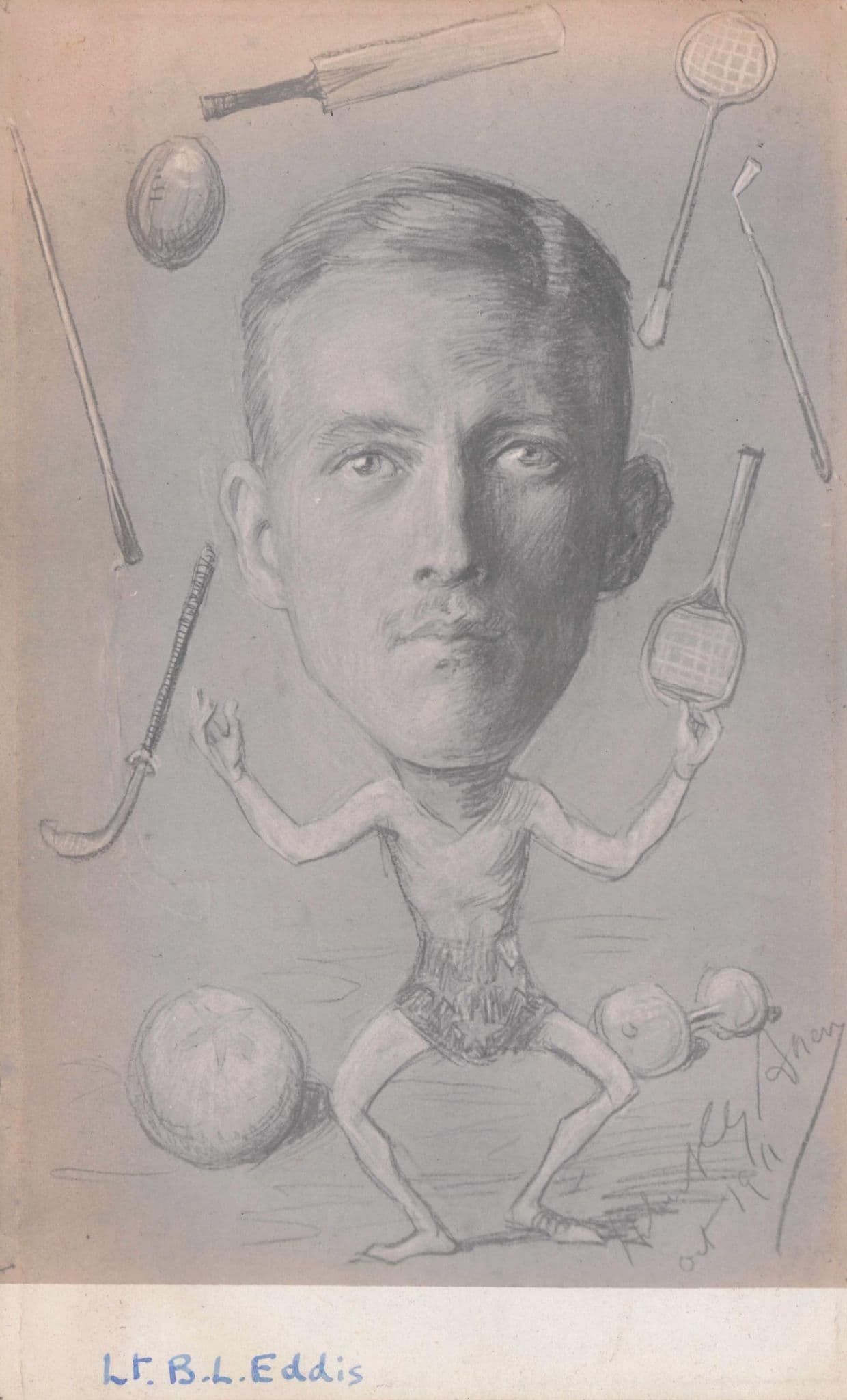 Lt Eddis The Mad Army Tennis Cricket Juggler Old Military Comic Photo