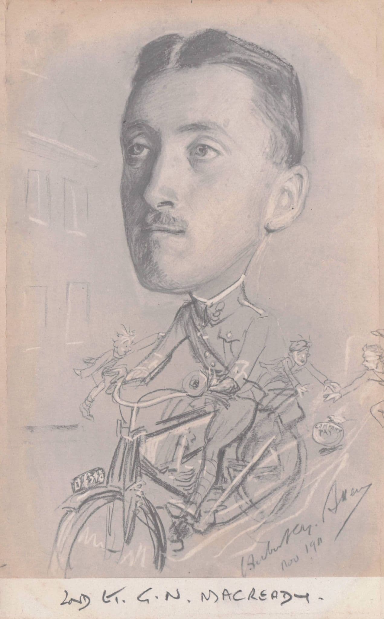 Lt GN McCready The Mad Army Camp Speeding Cyclist Bicycle Military Old Postcard