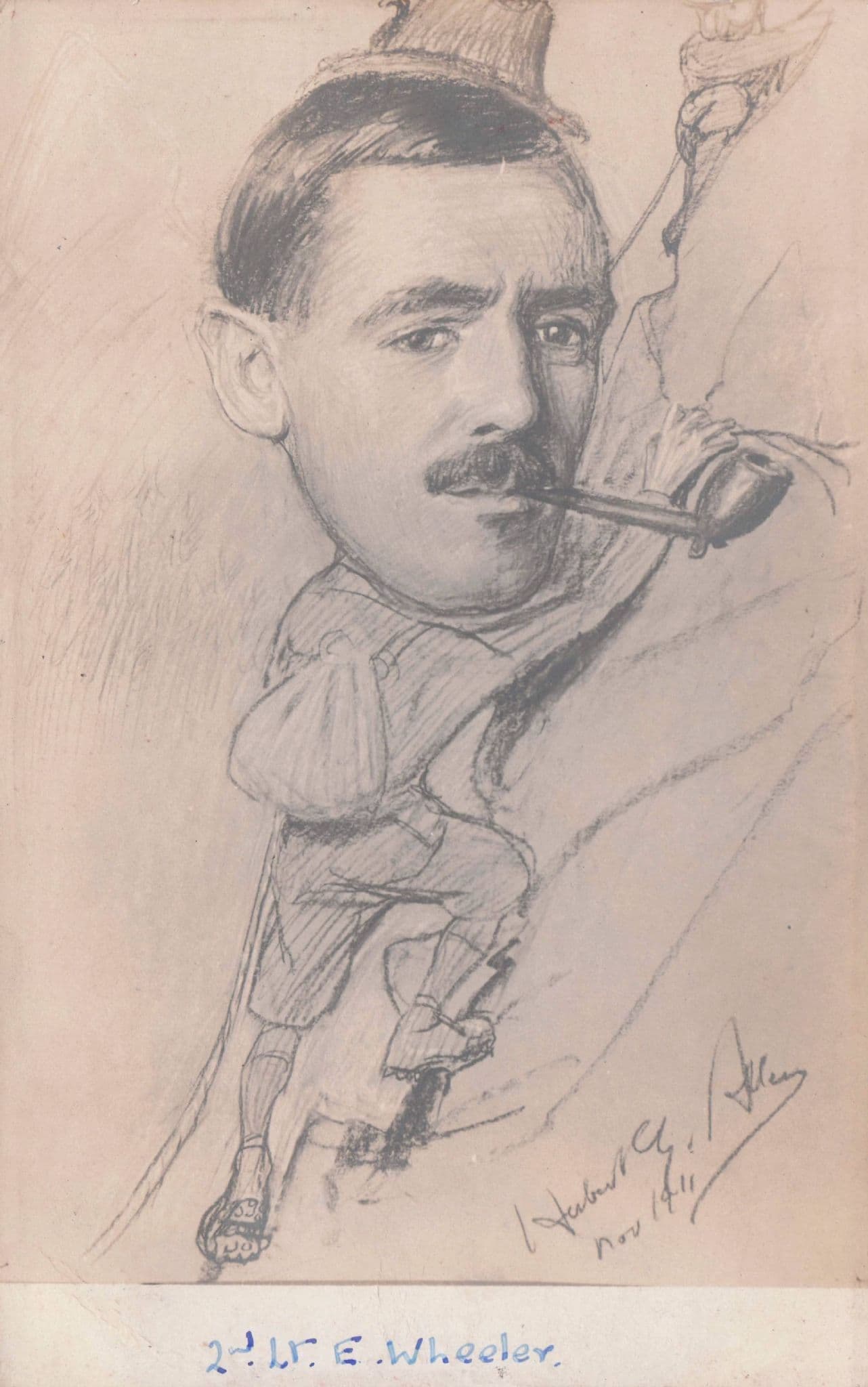 Lt Wheeler The Mad Mountain Climber Pipe Smoking Military Old Comic Art Postcard