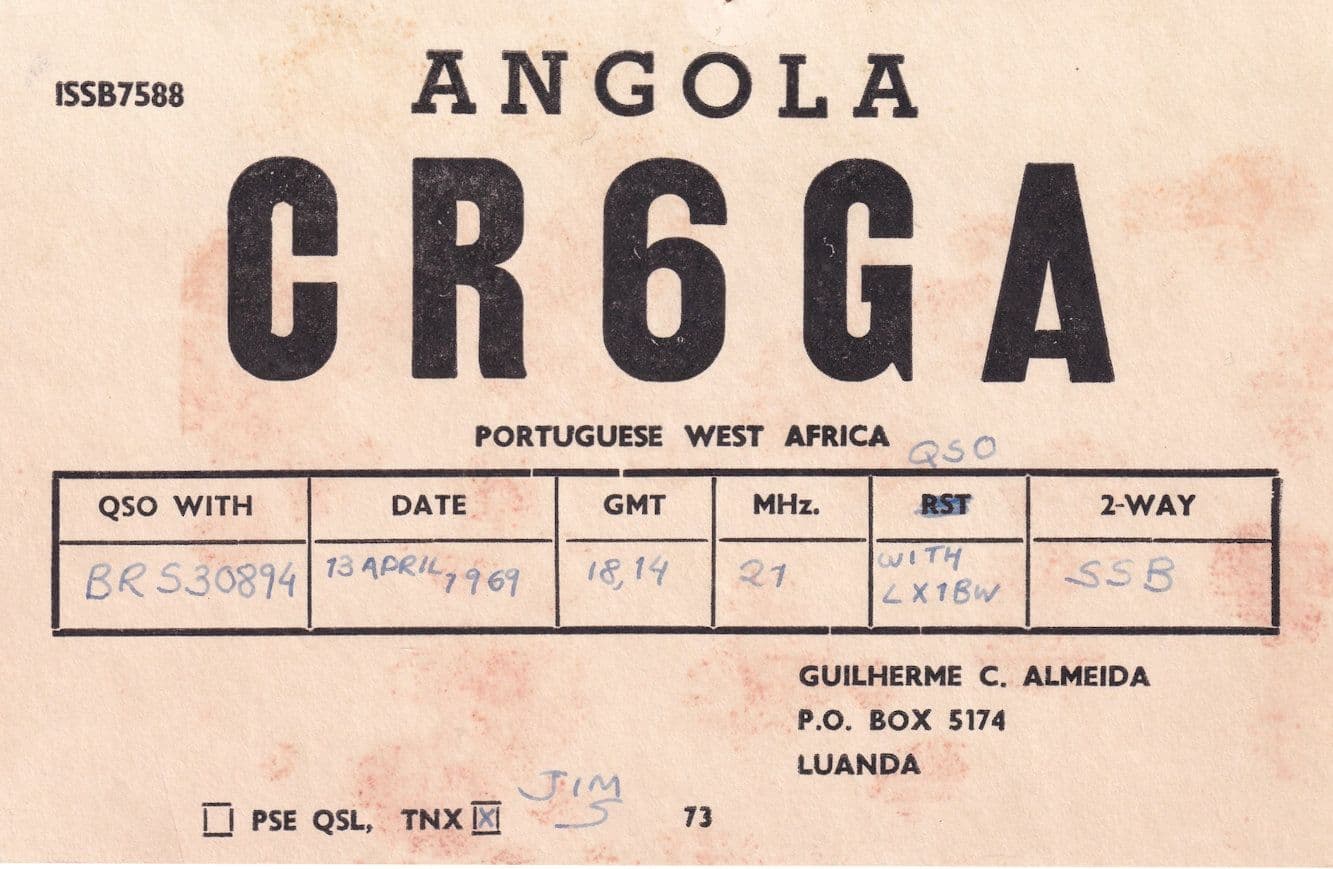 Luanda Angola Portuguese Africa QSL Radio Card