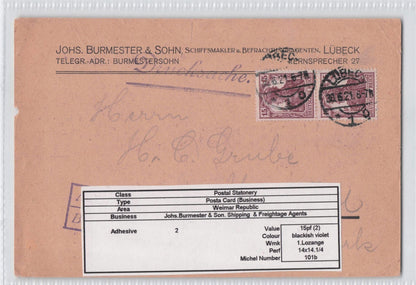 Lubeck Shipping Freight Company Antique German 1921 Postcard