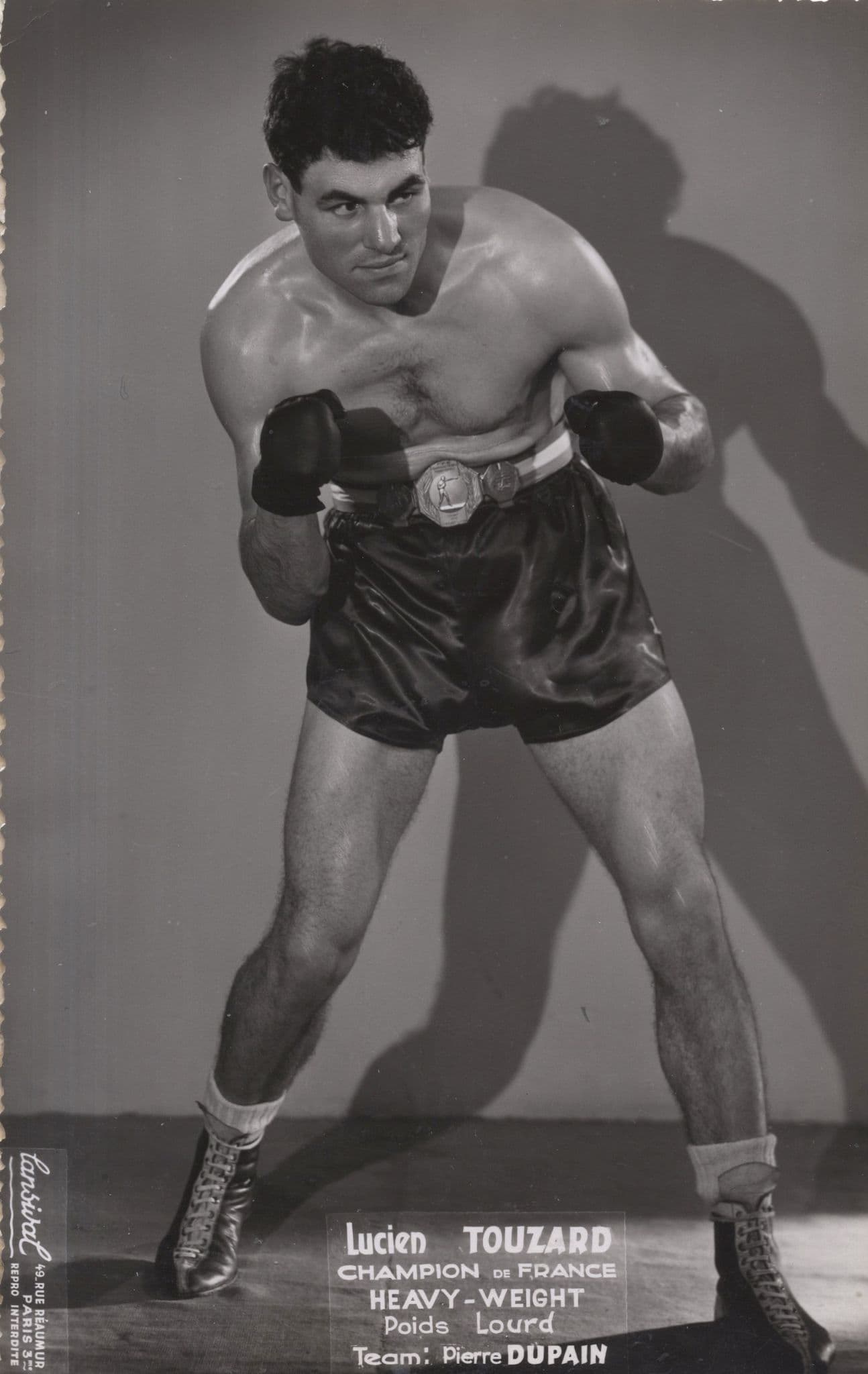Lucien Touzard French 1950s Boxing Champion Management Photo Card