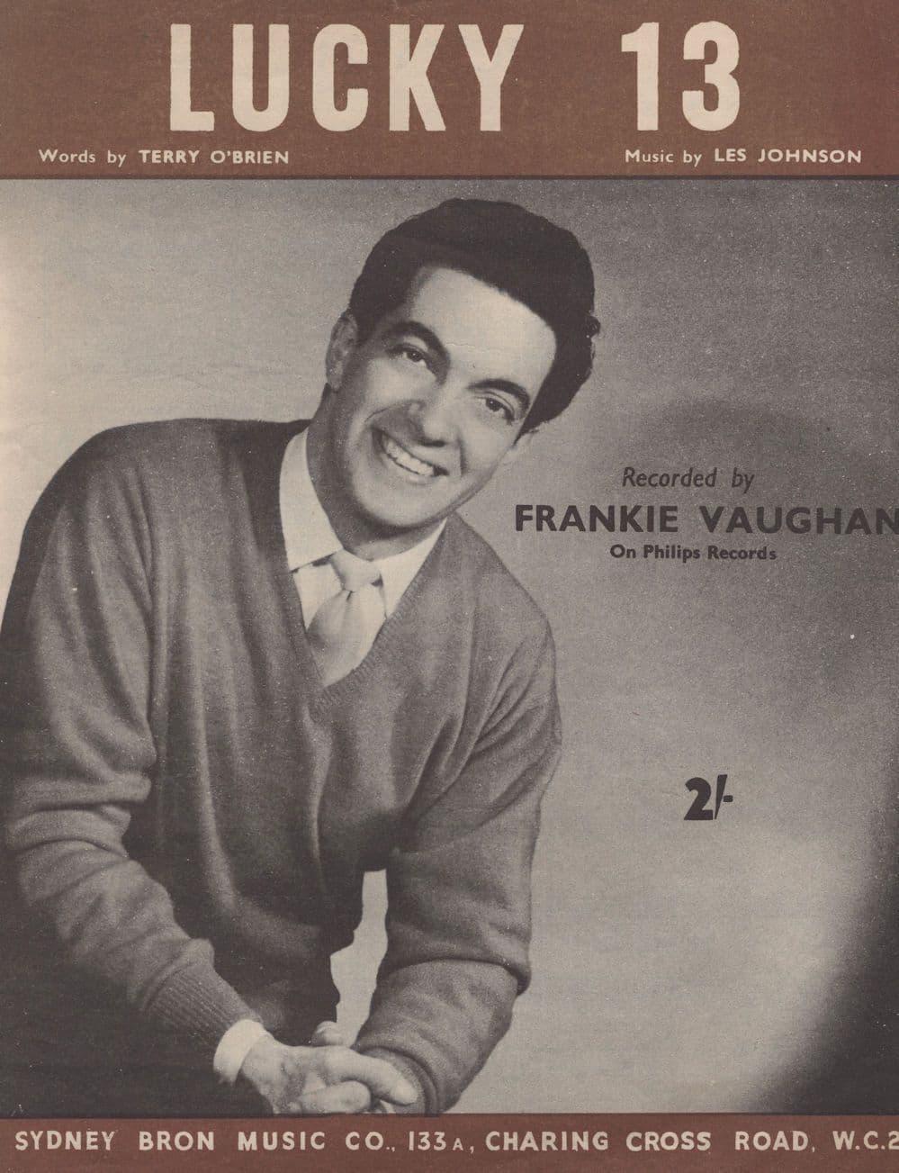 Lucky 13 Frankie Vaughan Rare Vintage Sheet Music
