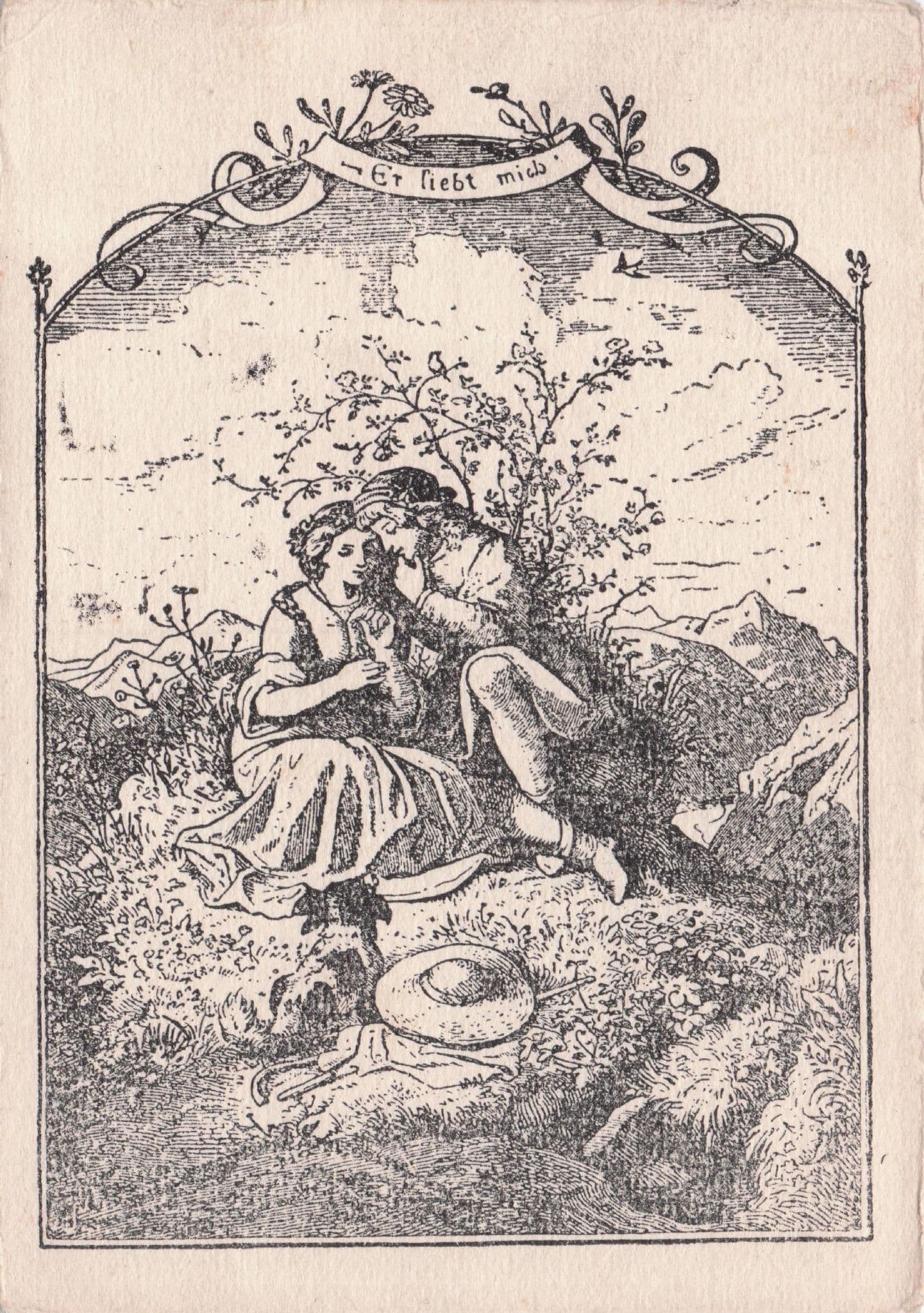 Ludwig Richter KÔøΩnstlerkarte Er liebt Mich German Artist Old Postcard
