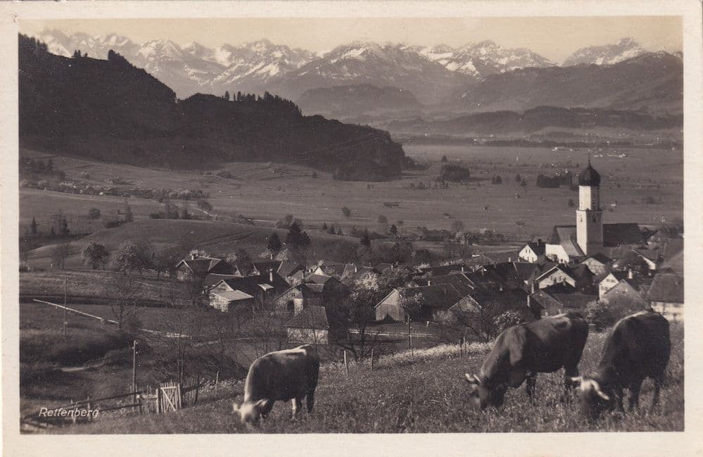 Luftkurot Bavaria Aerial View Of Farm Houses Cattle Fields Antique German Postcard