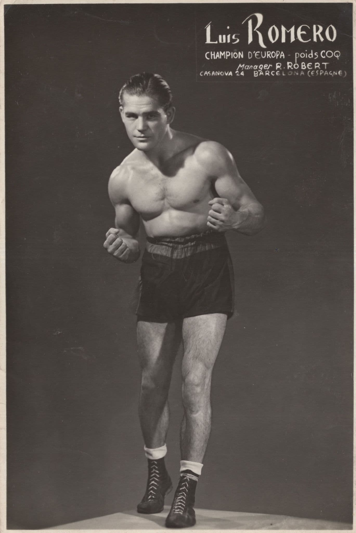 Luis Romero 1940s Spanish Boxing Champion Management Old Photo