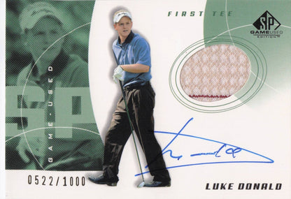 Luke Donald First Tee 2002 Golf Upper Deck Hand Signed Worn Shirt Card