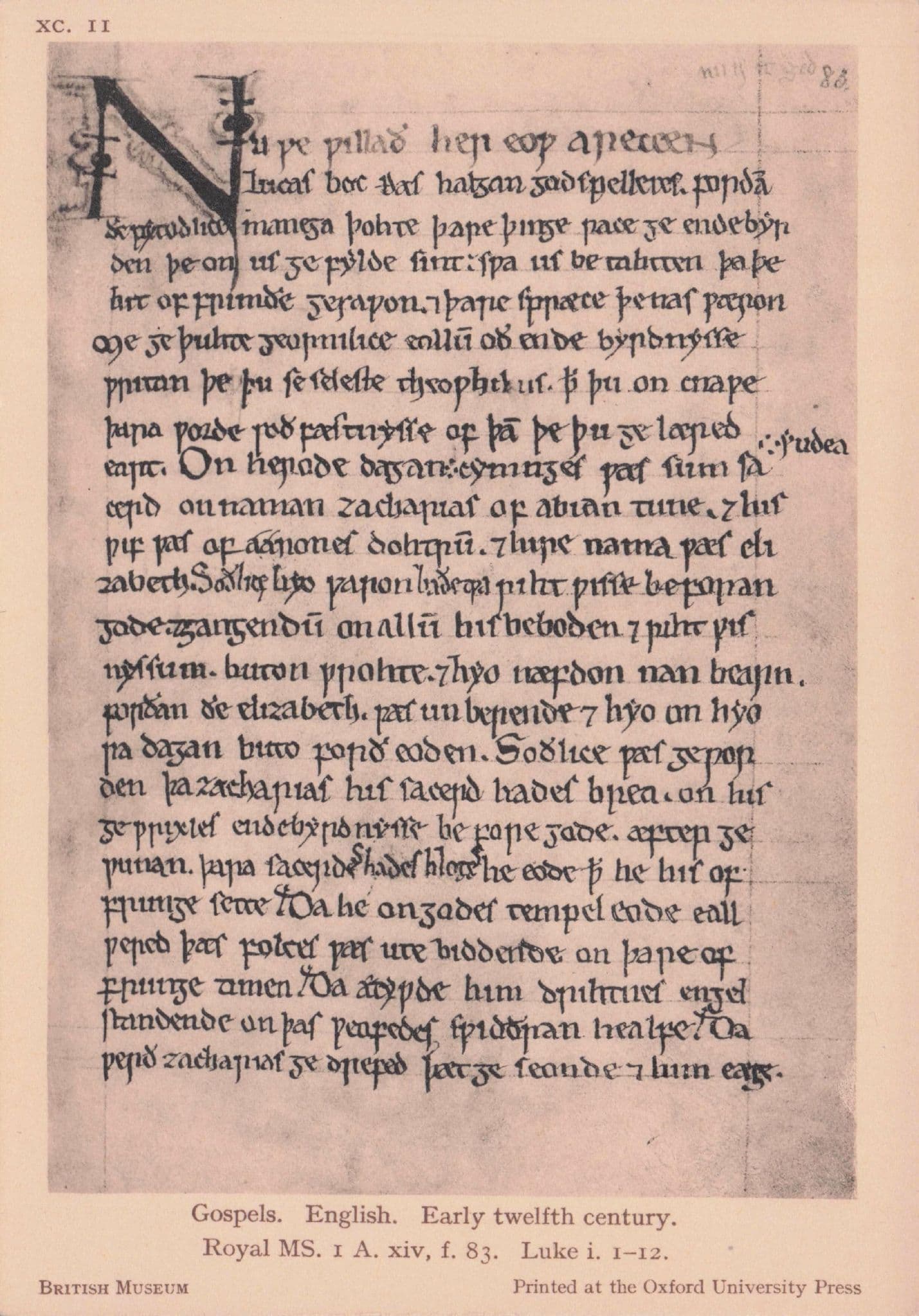 Luke Gospels Royal MS Antique 12th Century Bible Old Postcard